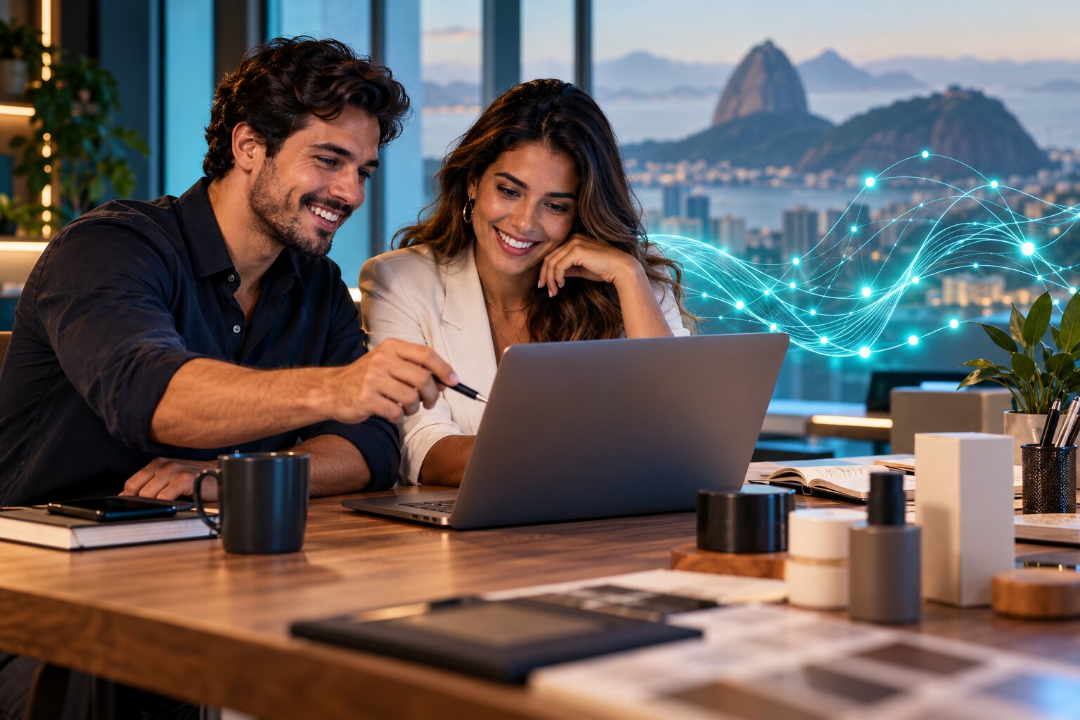 Profissionais analisando conteúdo com apoio de inteligência artificial